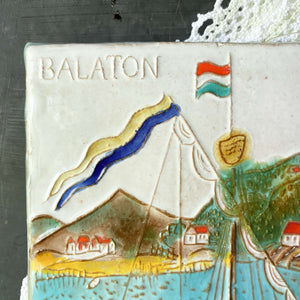 Vintage Hungarian Hanging Tile of Lake Balaton by Iparmuveszeti Vallalat circa Mid-20th Century