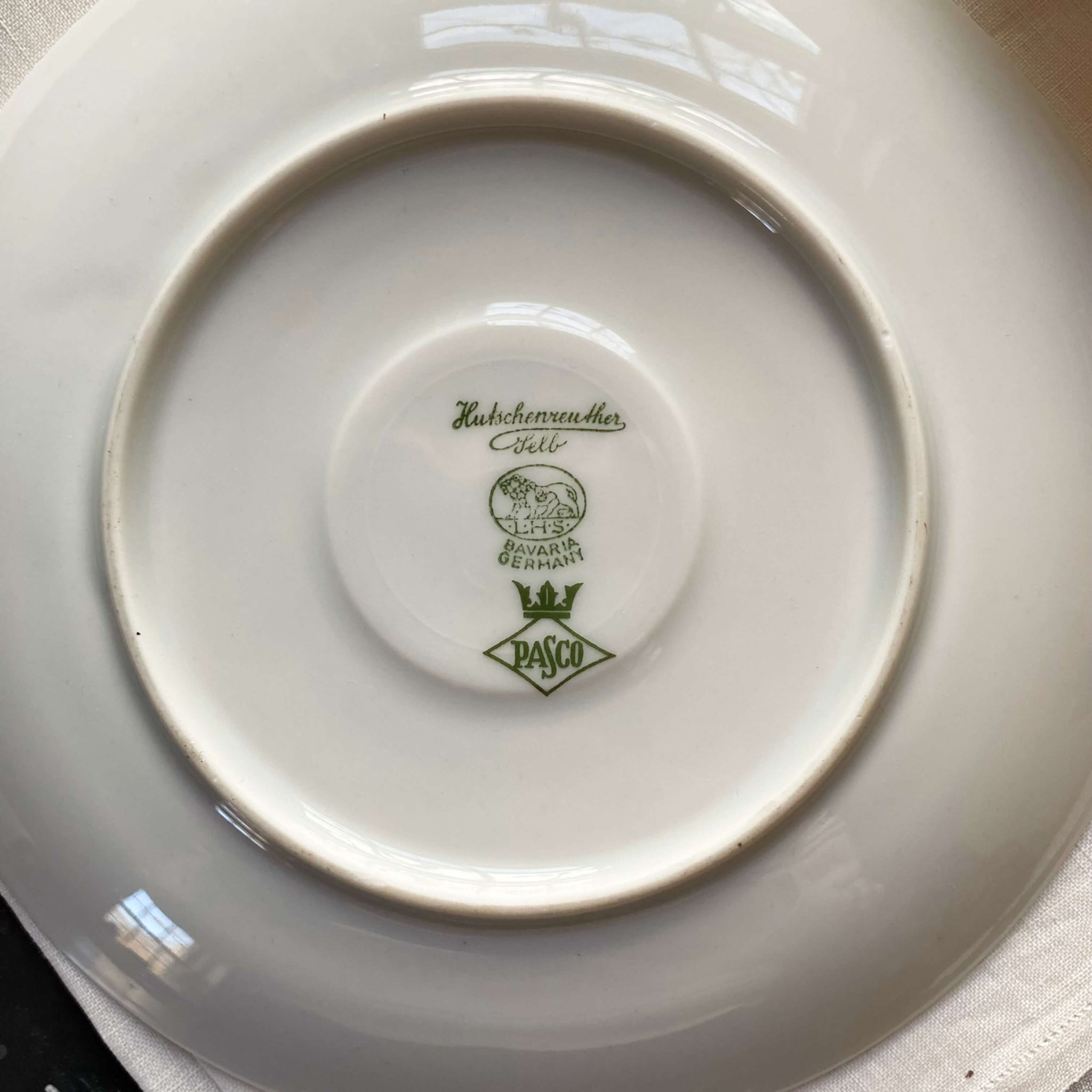 Vintage 1960s Hutschenreuther Fruit Pattern Porcelain Cups and Saucers - Set of Seven