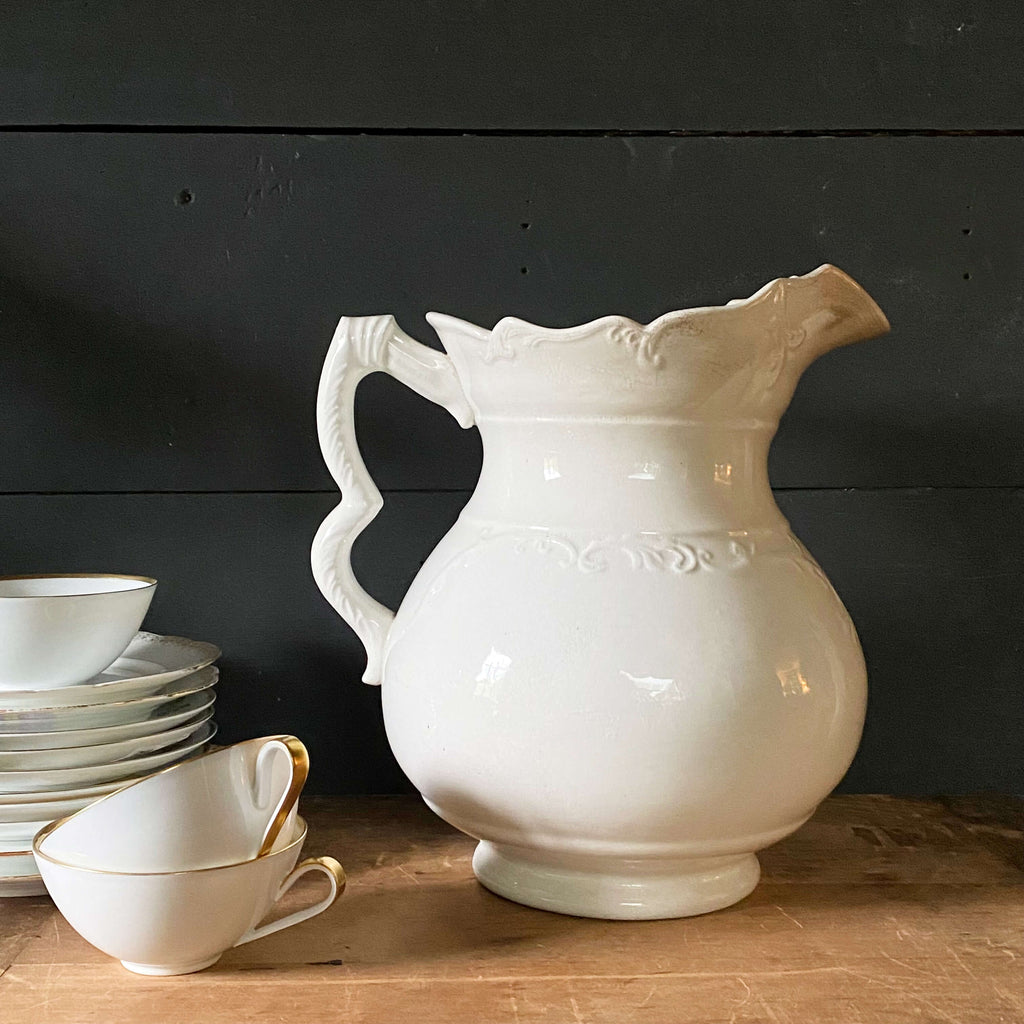 Vintage Large White Wash Pitcher by Royal China Co