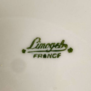 Vintage Limoges France Porcelain Cake Plate with Golden Red Roses