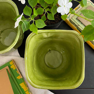 vintage planter pots Two Vintage Green Ceramic Plant Pots by Jay Willfred for Andrea Sadek – In The Vintage Kitchen Shop