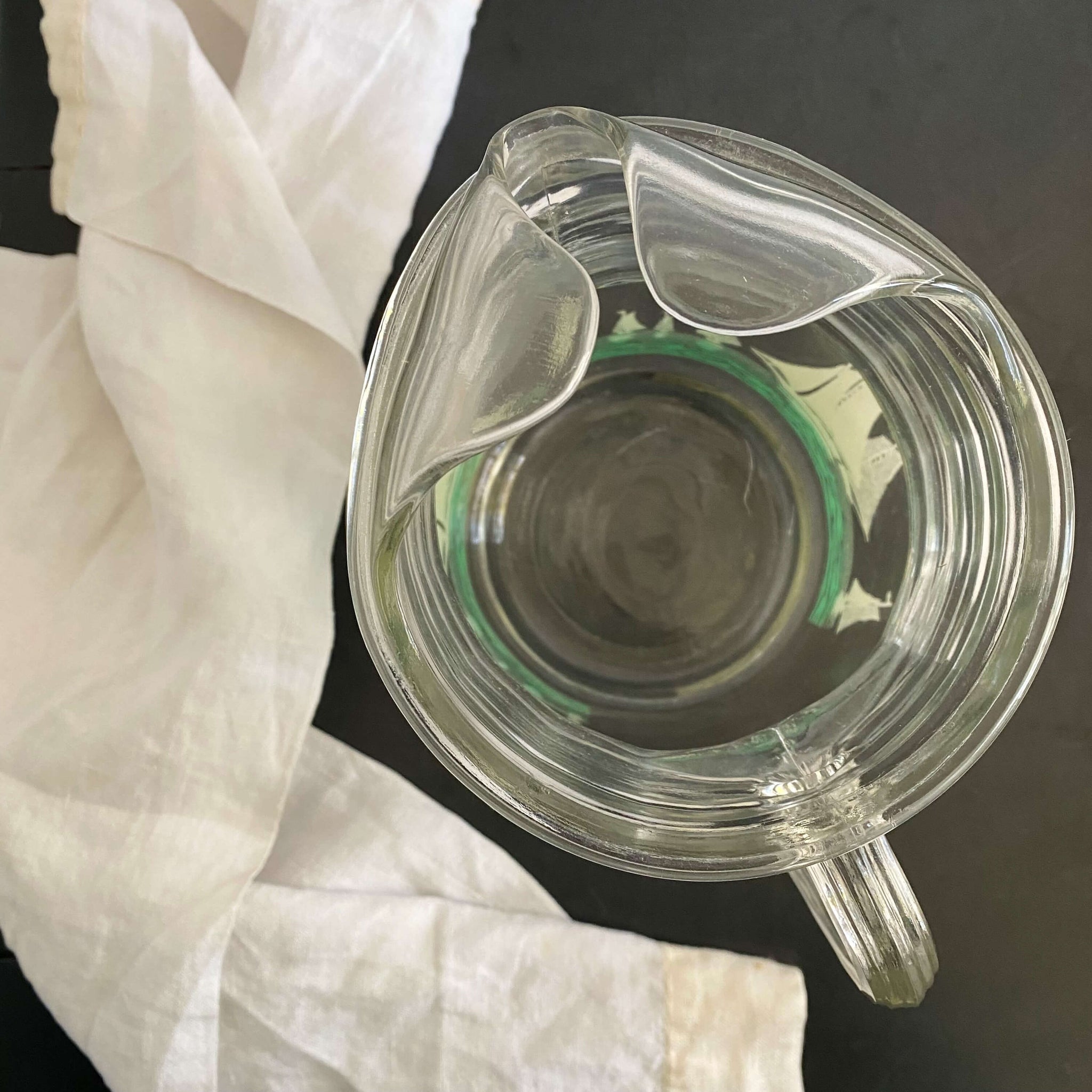 Vintage Clear Glass Sailboat Pitcher with Seagulls circa 1950s-1970s