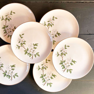 Vintage Midcentury Dogwood Luncheon Plates - Set of 6