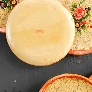 Vintage Paper Mache Floral Coasters Made in Japan - Set of 8