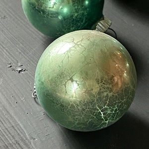Vintage Shiny Brite Green Glass Ornaments 1 3/4" Inch Size - Set of 12 in Original Box  circa 1960s/1970s