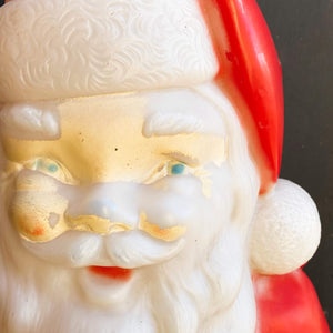 Vintage 1970s Indoor Outdoor Plastic Santa circa 1971 - Working Condition with Updated Modern LED Lights