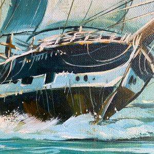 Original Vintage Winslow Clipper Ship Oil Painting on Canvas - 20x24 - Maritime Age of Sail Art