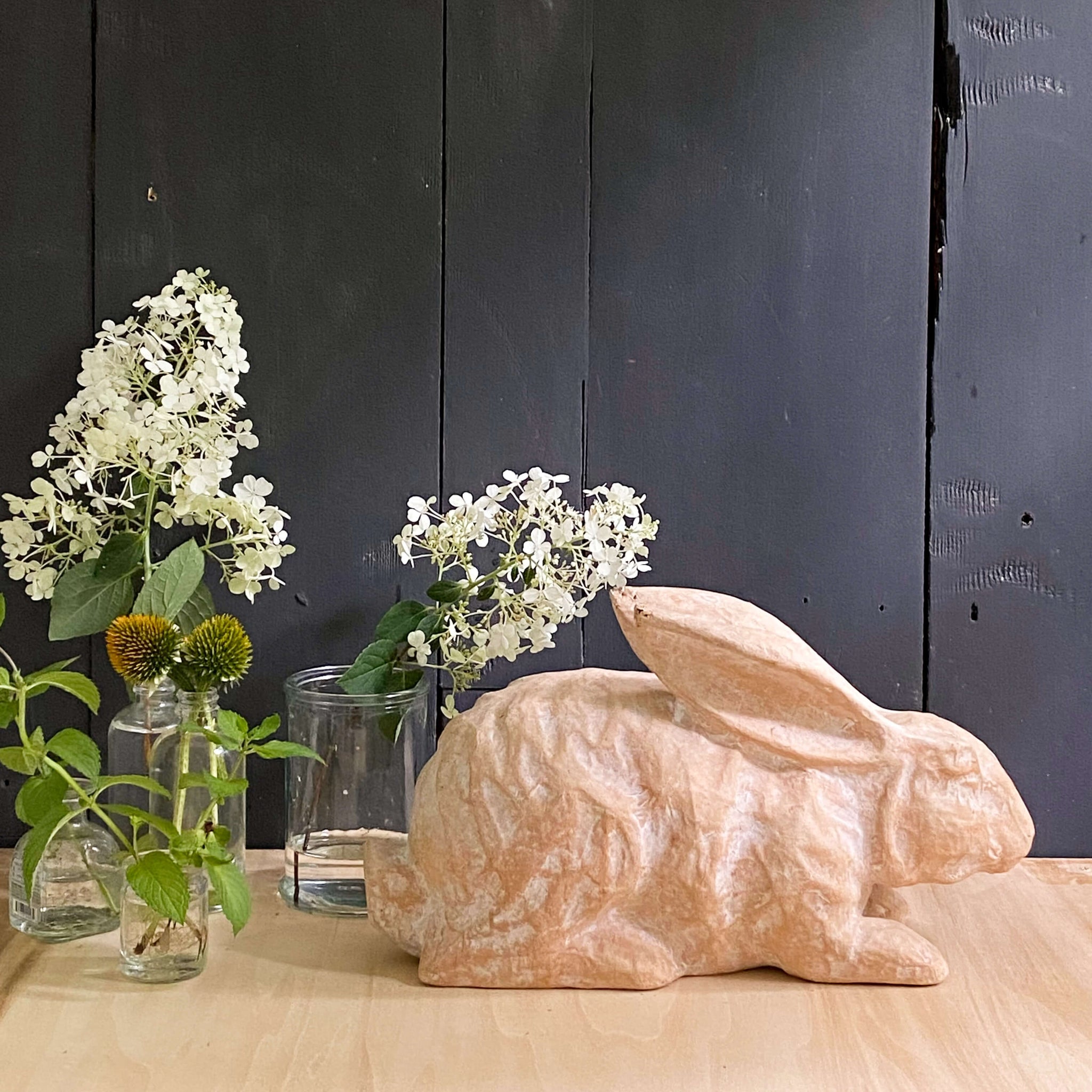 Large Vintage Papier Mache Rabbits by Palecek - Set of Two