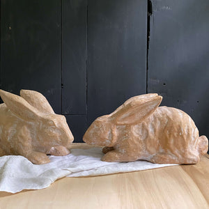 Large Vintage Papier Mache Rabbits by Palecek - Set of Two