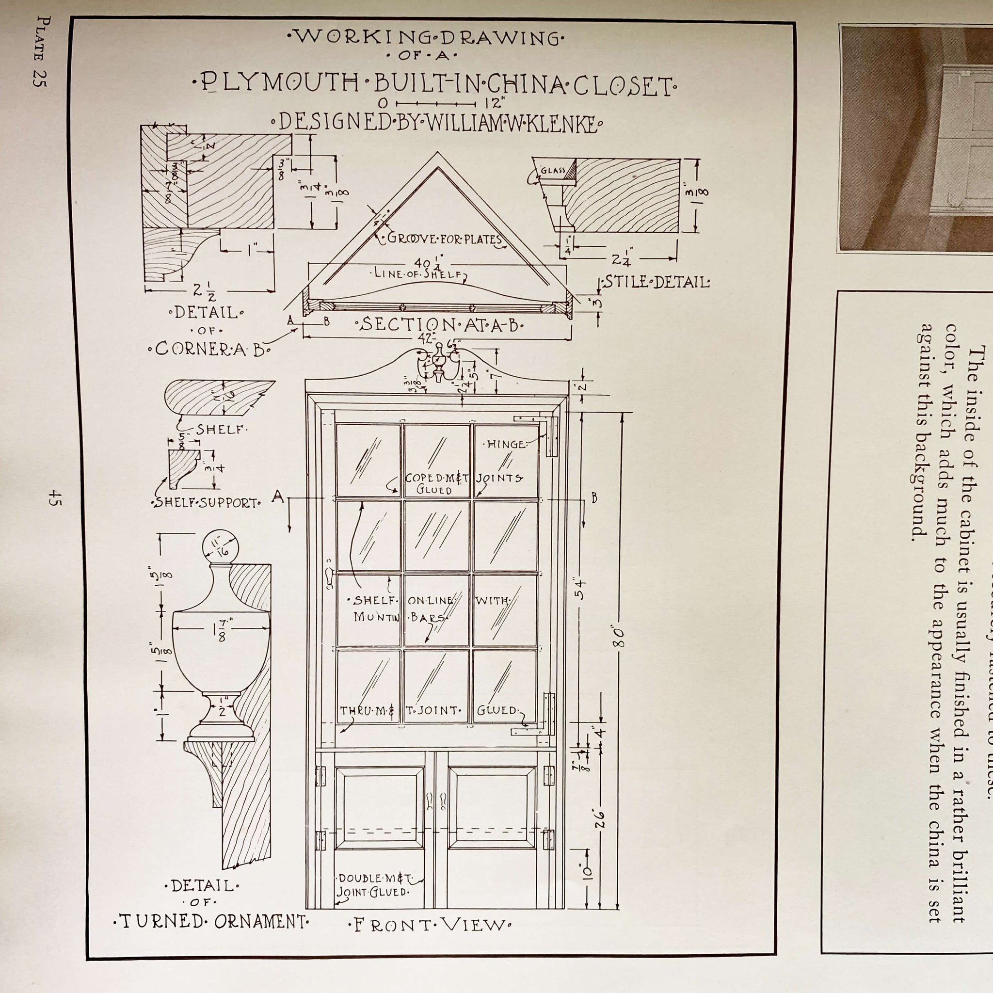 Selected Furniture Drawings by William W. Klenke- 1930 Edition