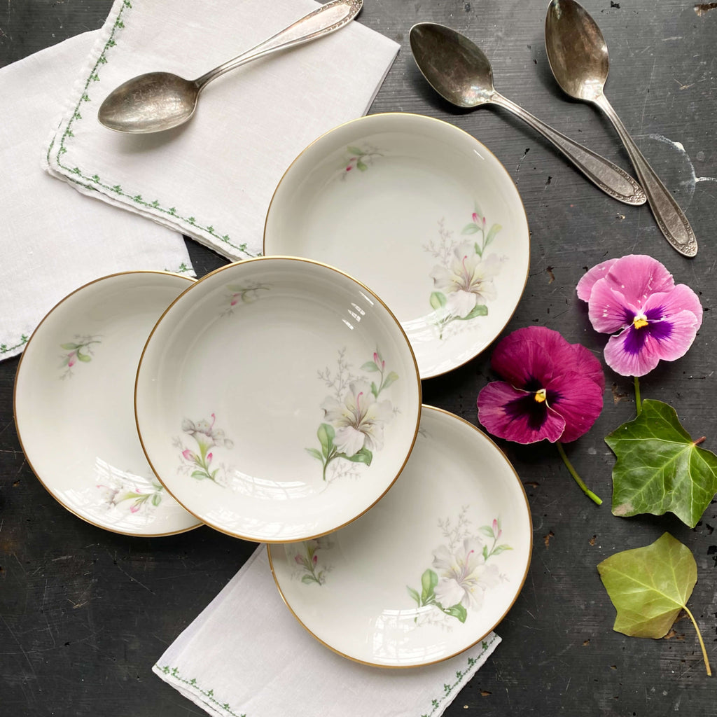 Vintage Porcelain Rhododendron Berry Bowls By Jaeger & Co Germany - Set of Four circa 1949-1960s