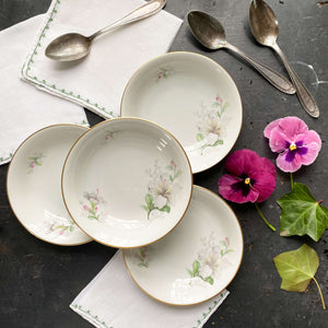 Vintage Porcelain Rhododendron Berry Bowls By Jaeger & Co Germany - Set of Four circa 1949-1960s