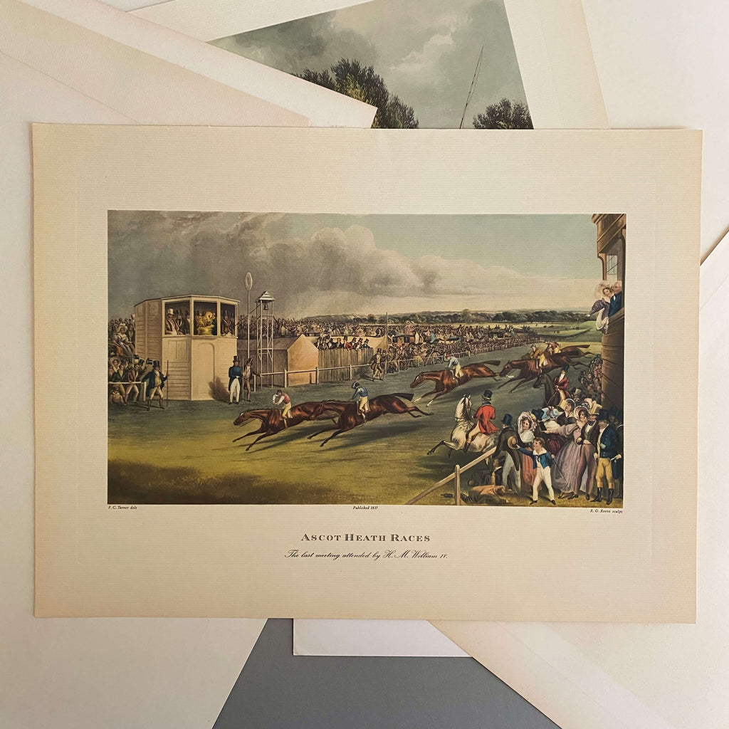 Vintage British Horse Racing Print - Ascot Heath Races by Francis Calcraft Turner featuring King William IV
