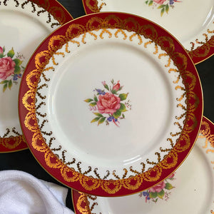 Vintage Aynsley Red Floral Salad Plates Patten 2146 - Set of Four Post 1970