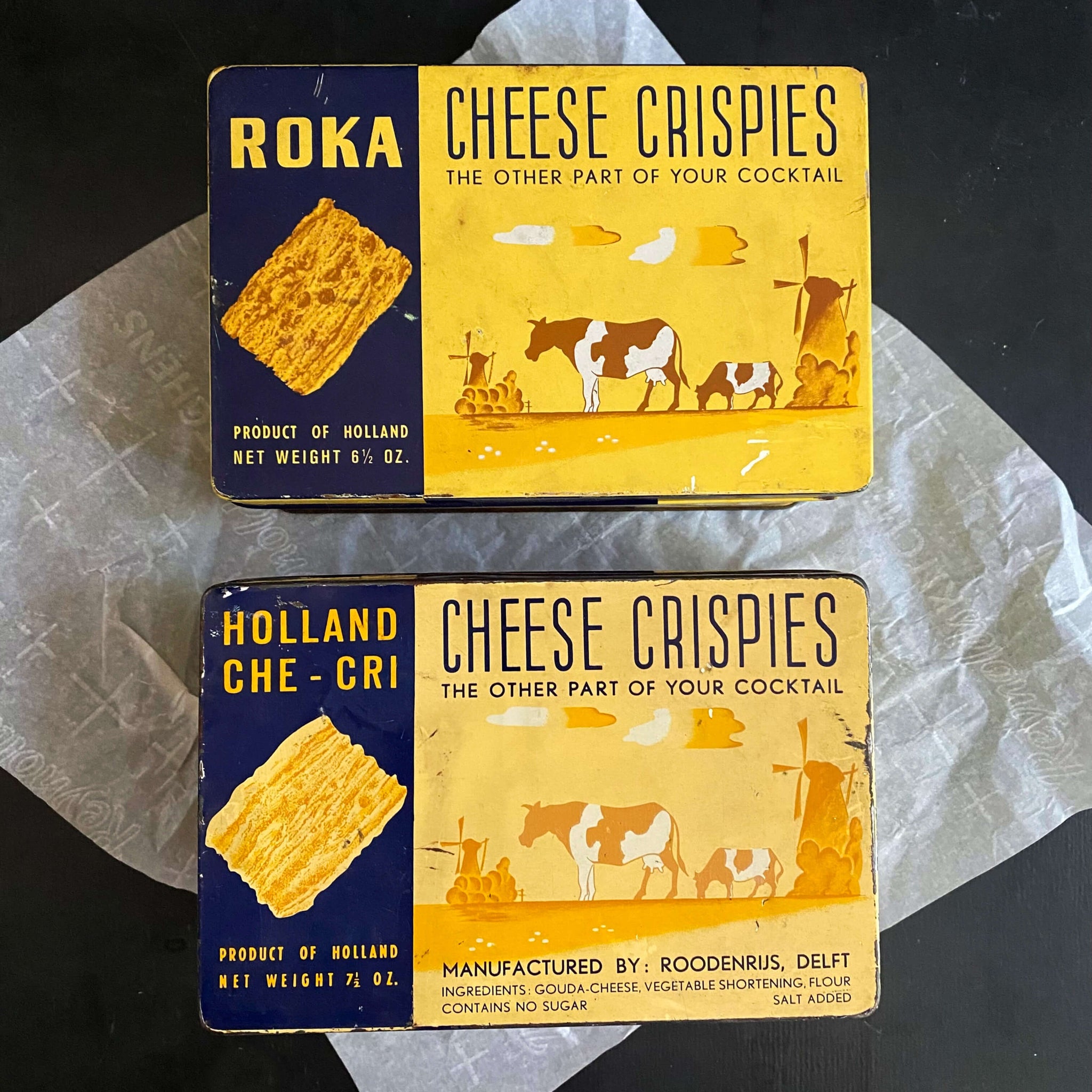 Vintage Holland Che-Cri Cheese Crispies Tin circa 1960s-1970s