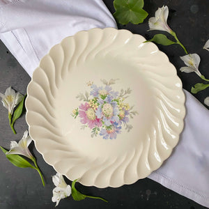 Vintage 1940s Royal China Honey Lee Chop Plate Platter featuring Blue and Purple Pincushion Flowers