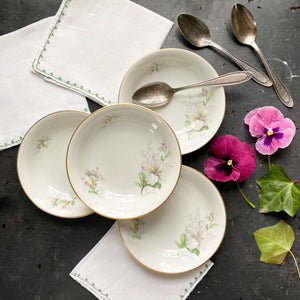 Vintage Porcelain Rhododendron Berry Bowls By Jaeger & Co Germany - Set of Four circa 1949-1960s