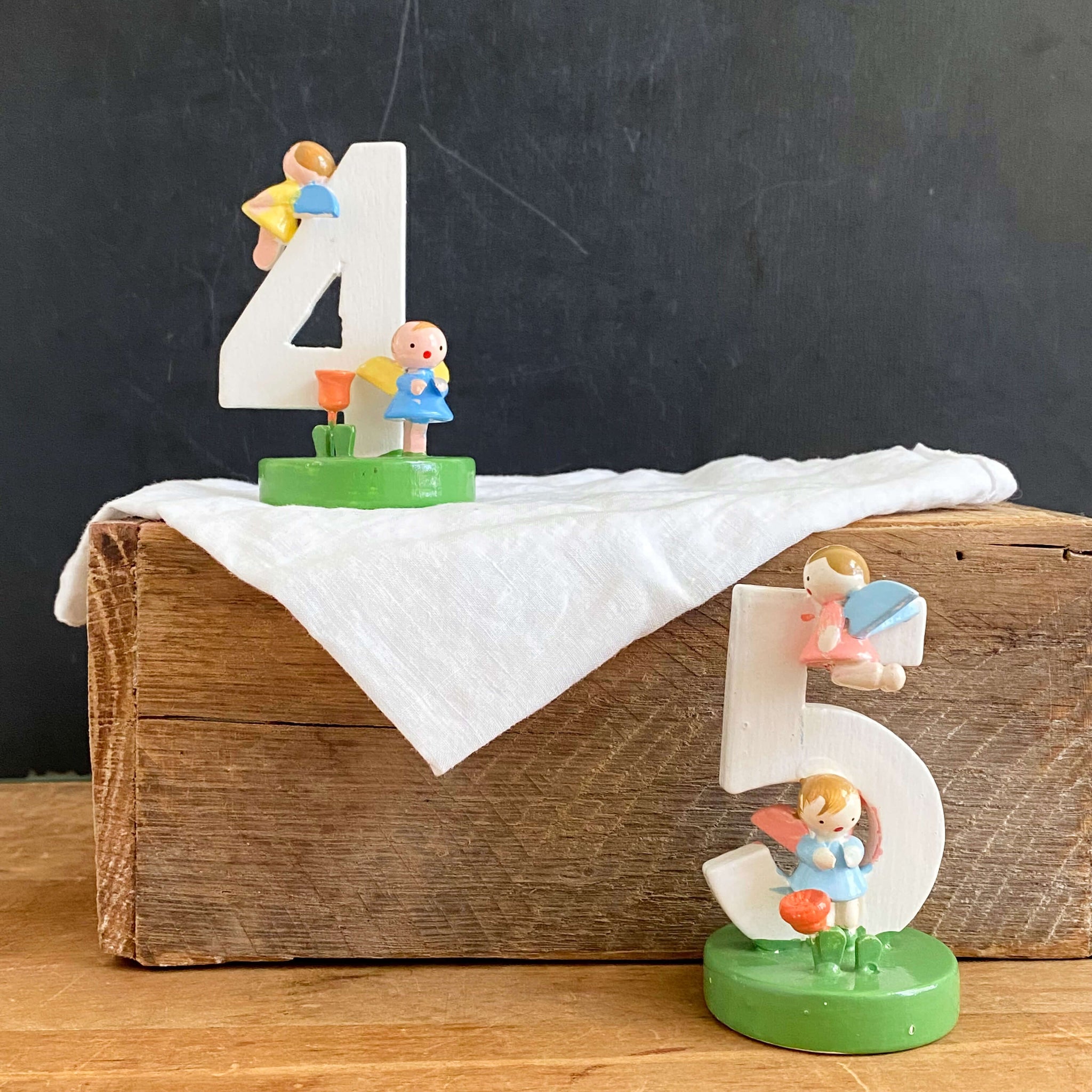 Vintage 4th Birthday Wooden Cake Topper by Sevi Italy
