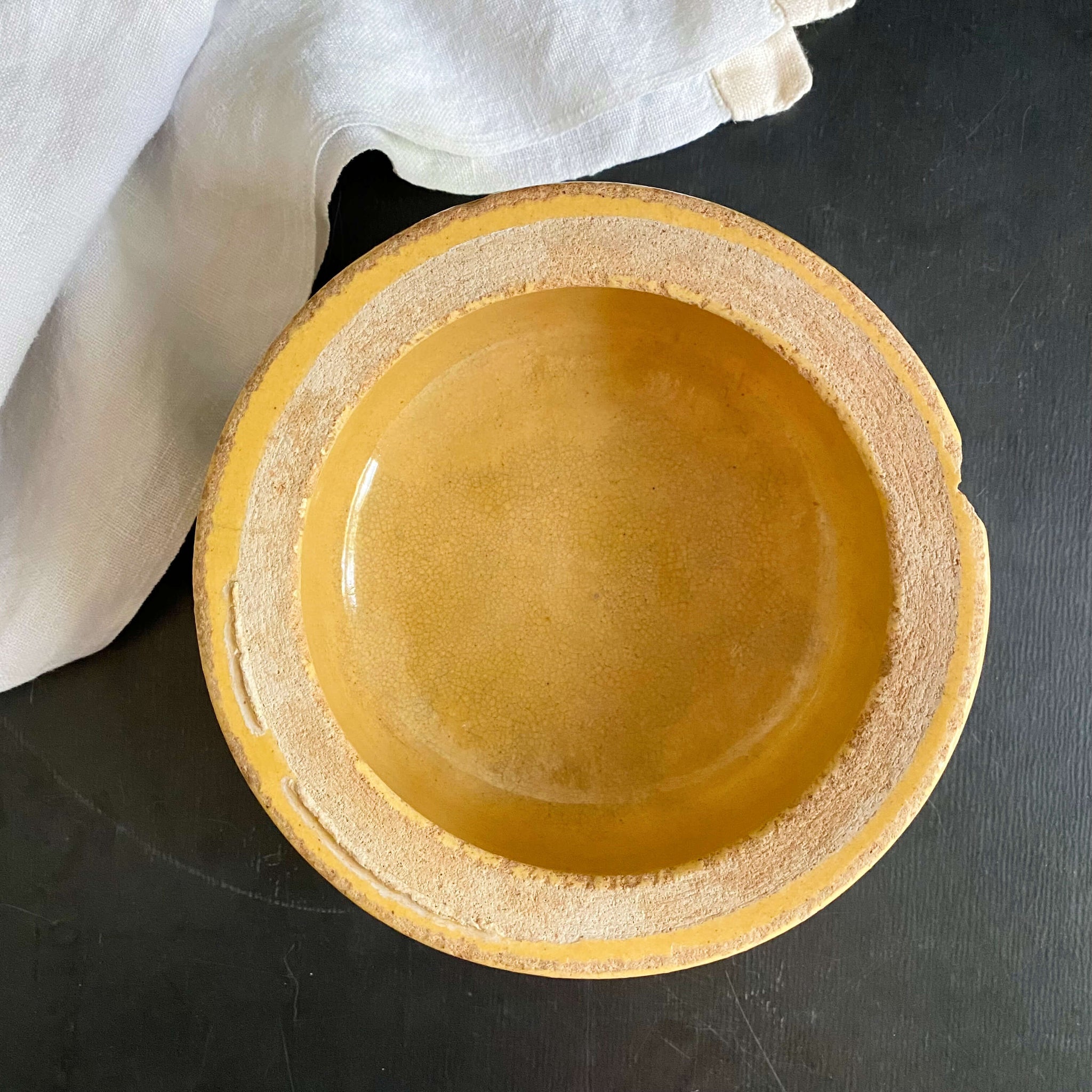 Vintage Stoneware Pottery Dog Food Bowl with USA Mark