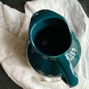 Vintage Hall China Tilted Ball Pitcher - Dark Teal Color circa 1960s-1970s