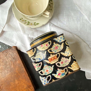 Vintage Teacup Pattern Tea Tin - Tea Leaves by Department 56