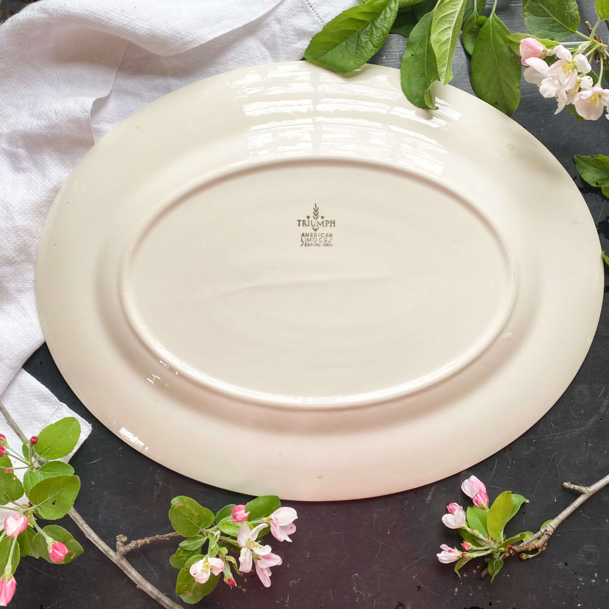 Vintage American Limoges Apple Blossom Platter - Triumph Shape Designed by Viktor Schreckengost circa 1930s-1940s
