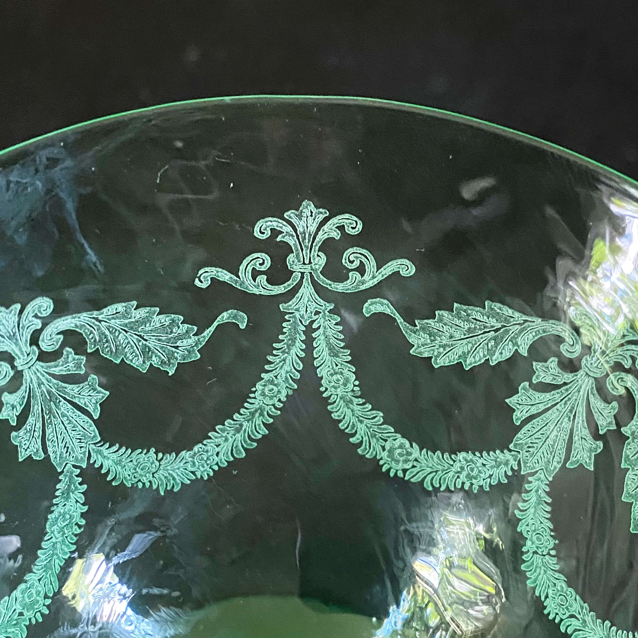 Vintage Uranium Glass Stemware - Mismatched Set of 6 - Green Glowing Glass