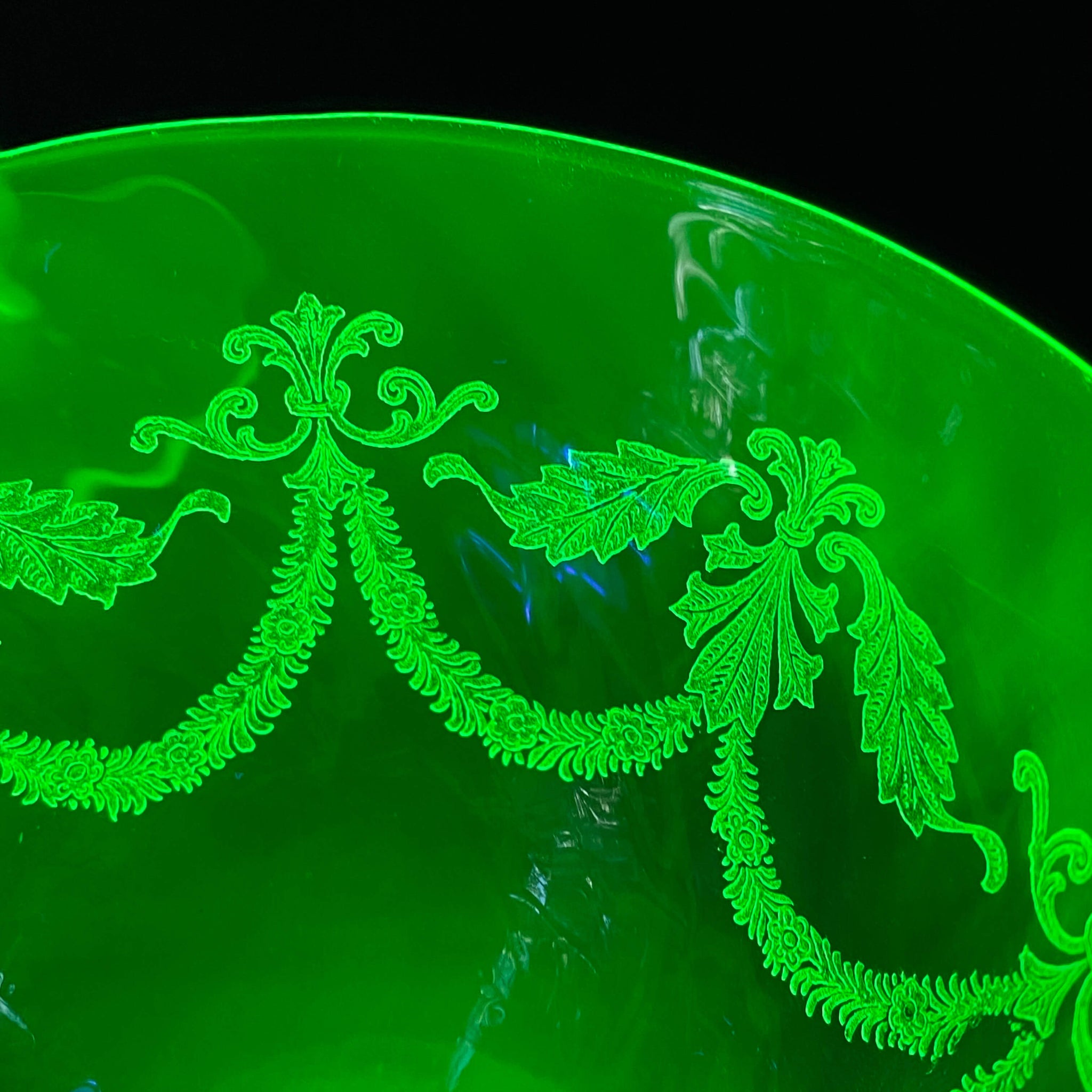 Selenium Glow Vintage Uranium Glass Stemware - Mismatched Set of 6 - Green Glowing G ...