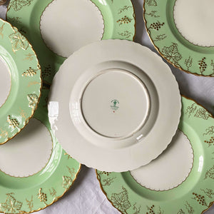 Vintage Royal Crown Derby Vine Pink Green and White Dinnerware circa 1950s - Sold Individually