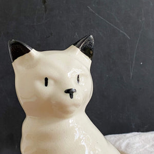 Vintage Black & White Ceramic Cat Figurine