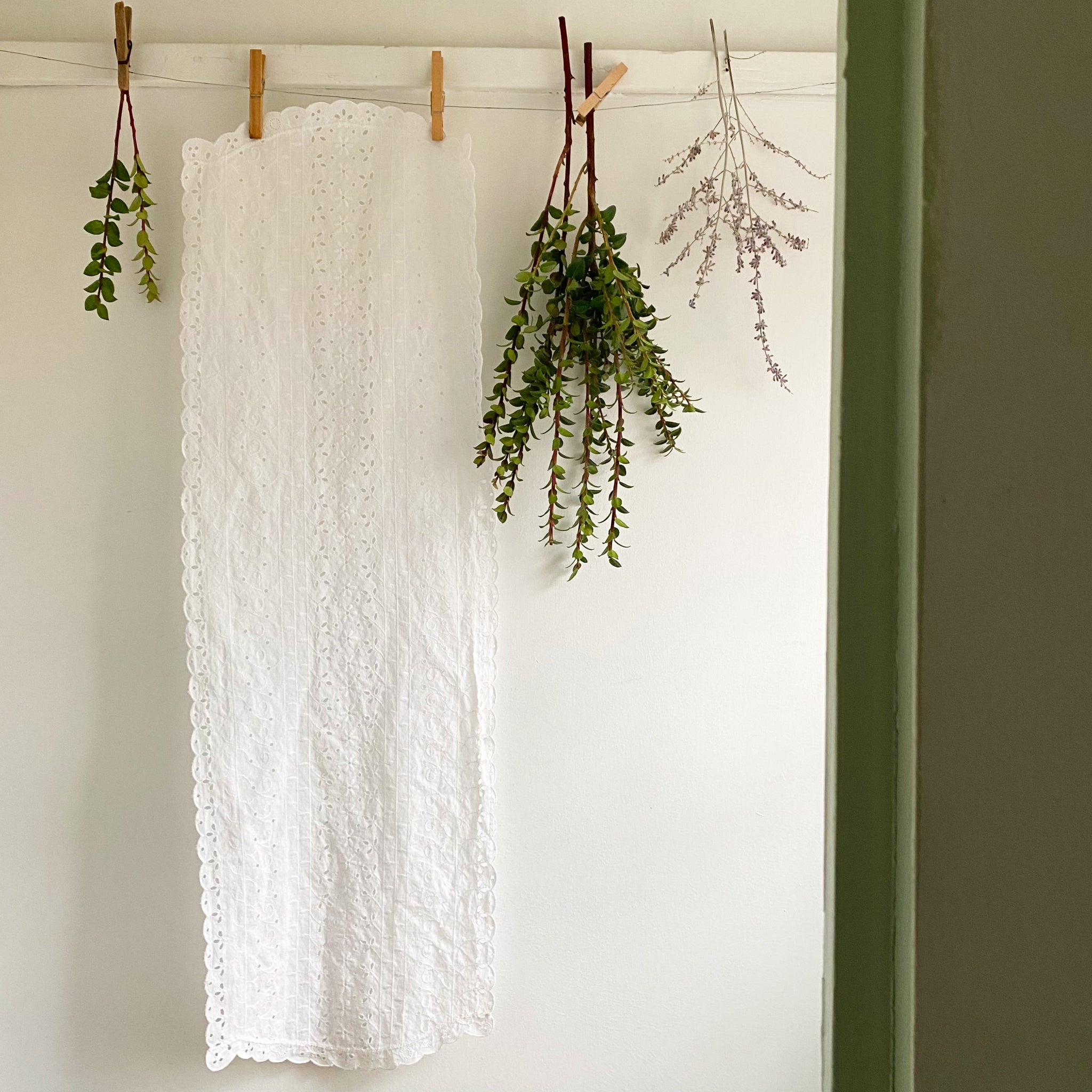 Vintage White Eyelet Dresser Scarf Table Runner Sized at 12x39 – In The  Vintage Kitchen Shop
