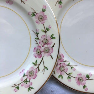 Vintage 1940s Harmony House Maytime Bread and Butter Plates - Set of 3 - Cherry Blossom Branches