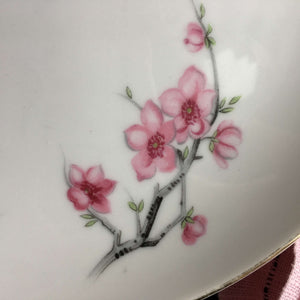 The Cherry Blossom Collection - Vintage Mix and Match Grey and Pink Floral Plates - Set of Three