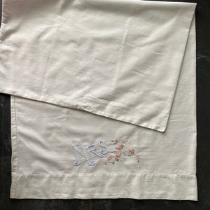 Vintage Mr & Mrs Embroidered Pillowcases - Pair of 2