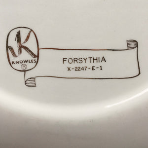 Vintage EDWIN KNOWLES Dinner Plate - Dinner China w/ FORSYTHIA Art Vintage EDWIN KNOWLES Dinner Plate - Dinner China w/ FORSYTHIA Art