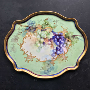 Antique Handpainted Porcelain Limoges Serving Tray circa 1900 - Signed by the Artist - Jean Pouyet Limoges