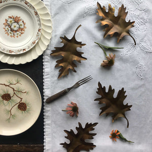 Vintage Metal Oak Leaves - Set of 4 Tapletop or Wall Mounted Autumn Decor {Reserved for Erin}