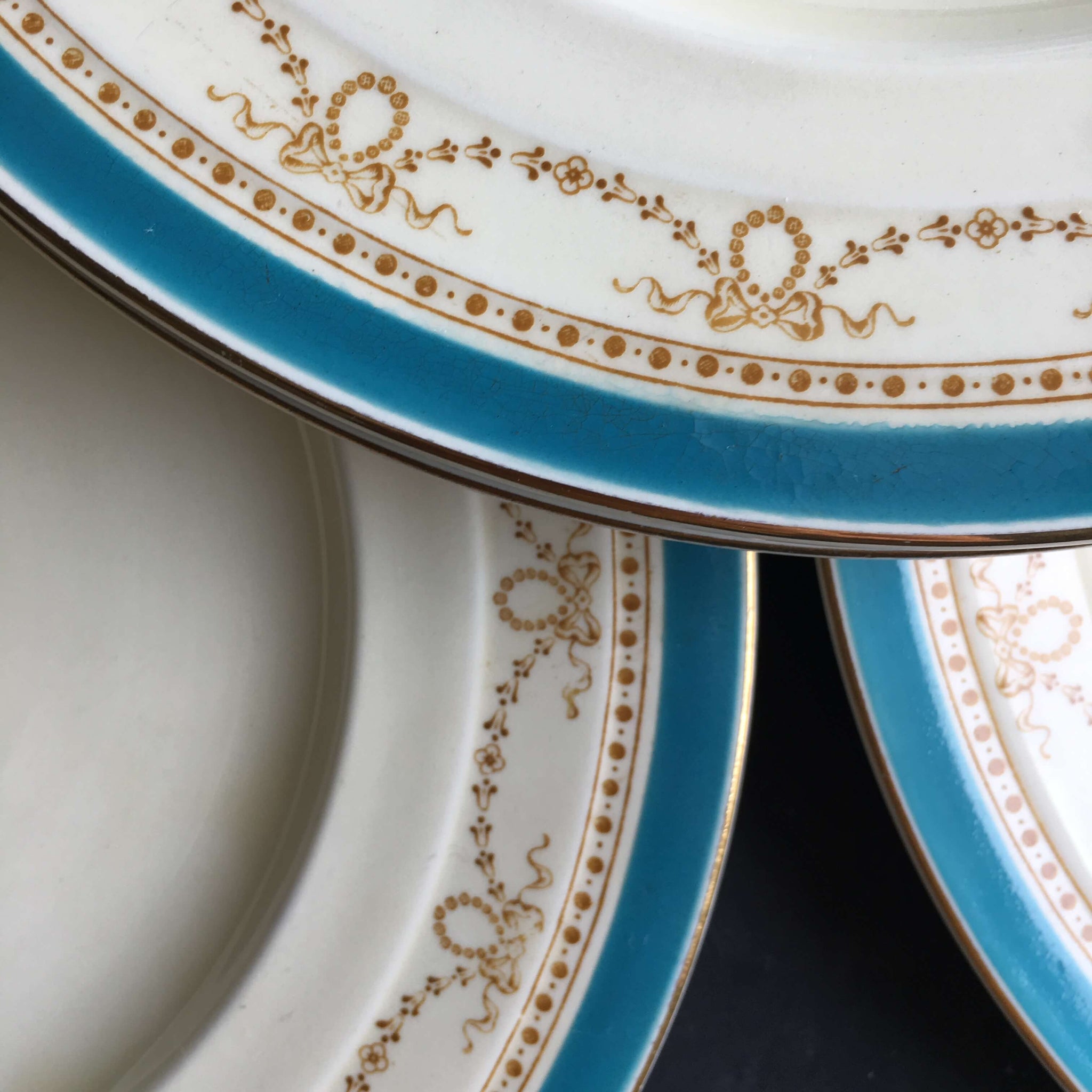 Vintage WH Grindley Dunrobin Turquoise Dinner Plates - Made in England circa 1936-1954