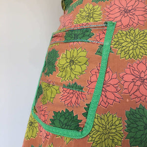 succulent apron Vintage Brown and Green Floral Half Apron