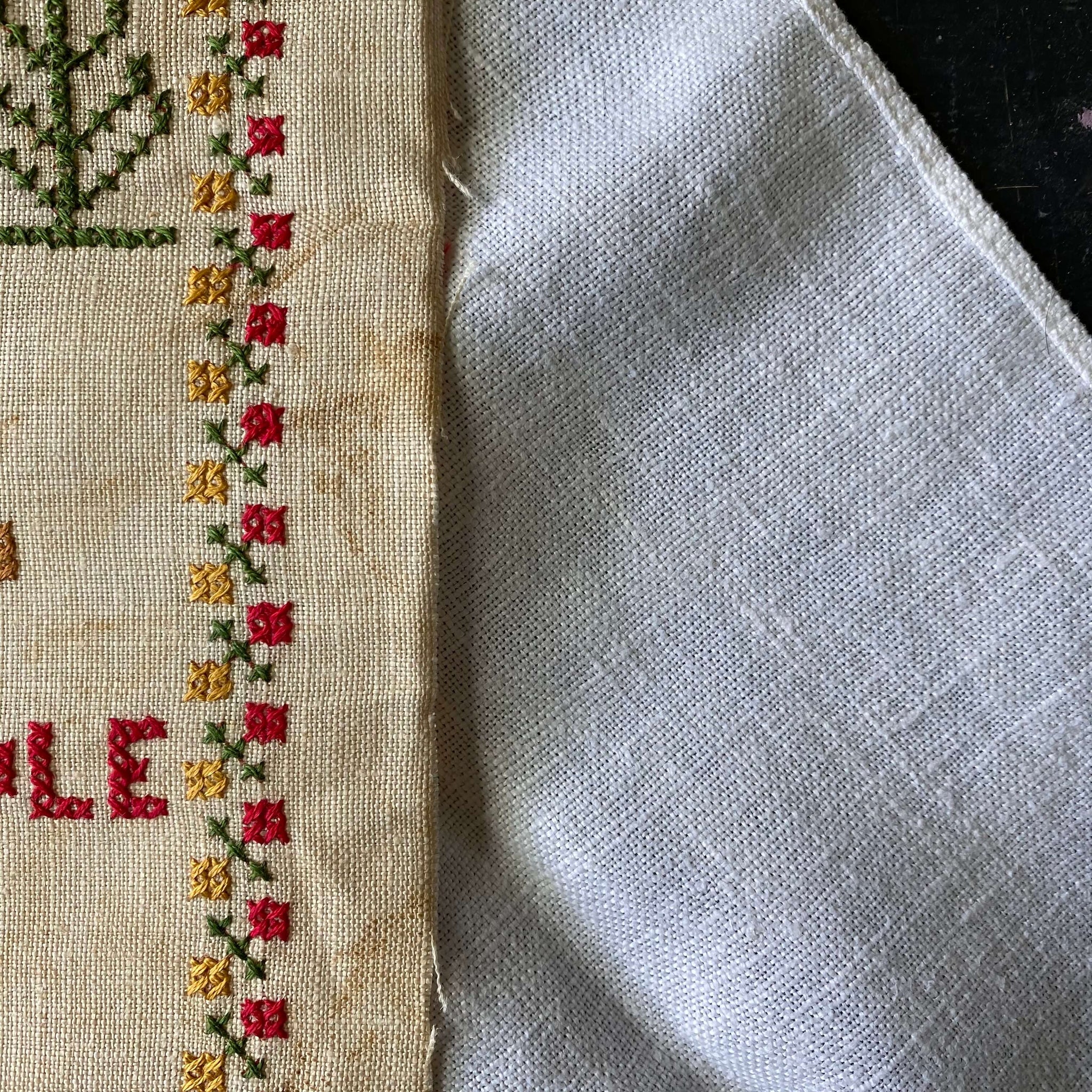 Vintage 1950s Jane Snead Sampler - Hey Diddle Diddle Embroidery Nursery Rhyme
