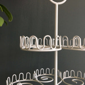 Vintage Wire Cupcake Rack - Three Tier Display Rack - Sturdy White Metal Wire