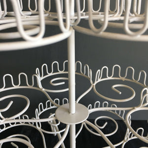 Vintage Wire Cupcake Rack - Three Tier Display Rack - Sturdy White Metal Wire