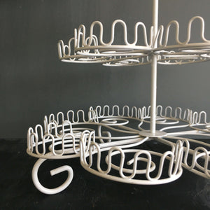 Vintage Wire Cupcake Rack - Three Tier Display Rack - Sturdy White Metal Wire