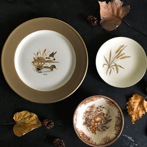 Vintage Mix and Match Autumn Themed Plates - The Autumn Fields Collection - Set of Three Autumn Accent Serving Pieces