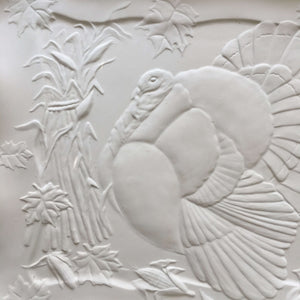 Vintage White Turkey Platter Blank Mold - 11x14 Rare Unglazed Pottery Art circa 1983