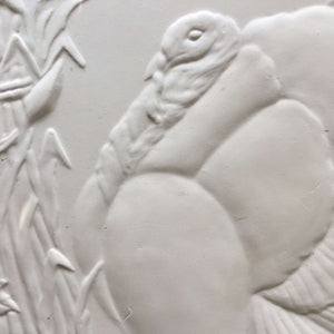 Vintage White Turkey Platter Blank Mold - 11x14 Rare Unglazed Pottery Art circa 1983