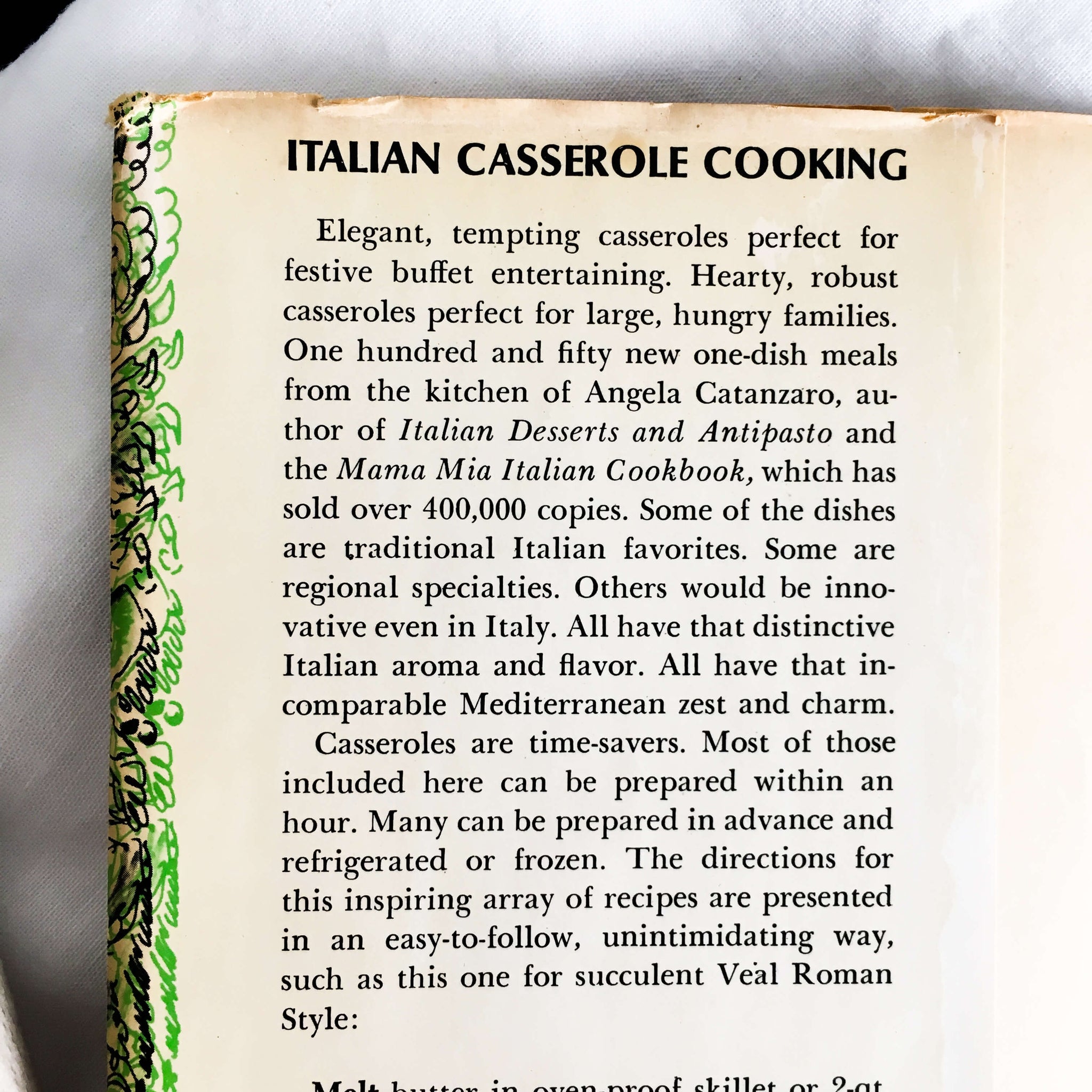 Italian Casserole Cooking by Angela Catanzaro -  Vintage 1970s Italian Cookbook Book Club Edition