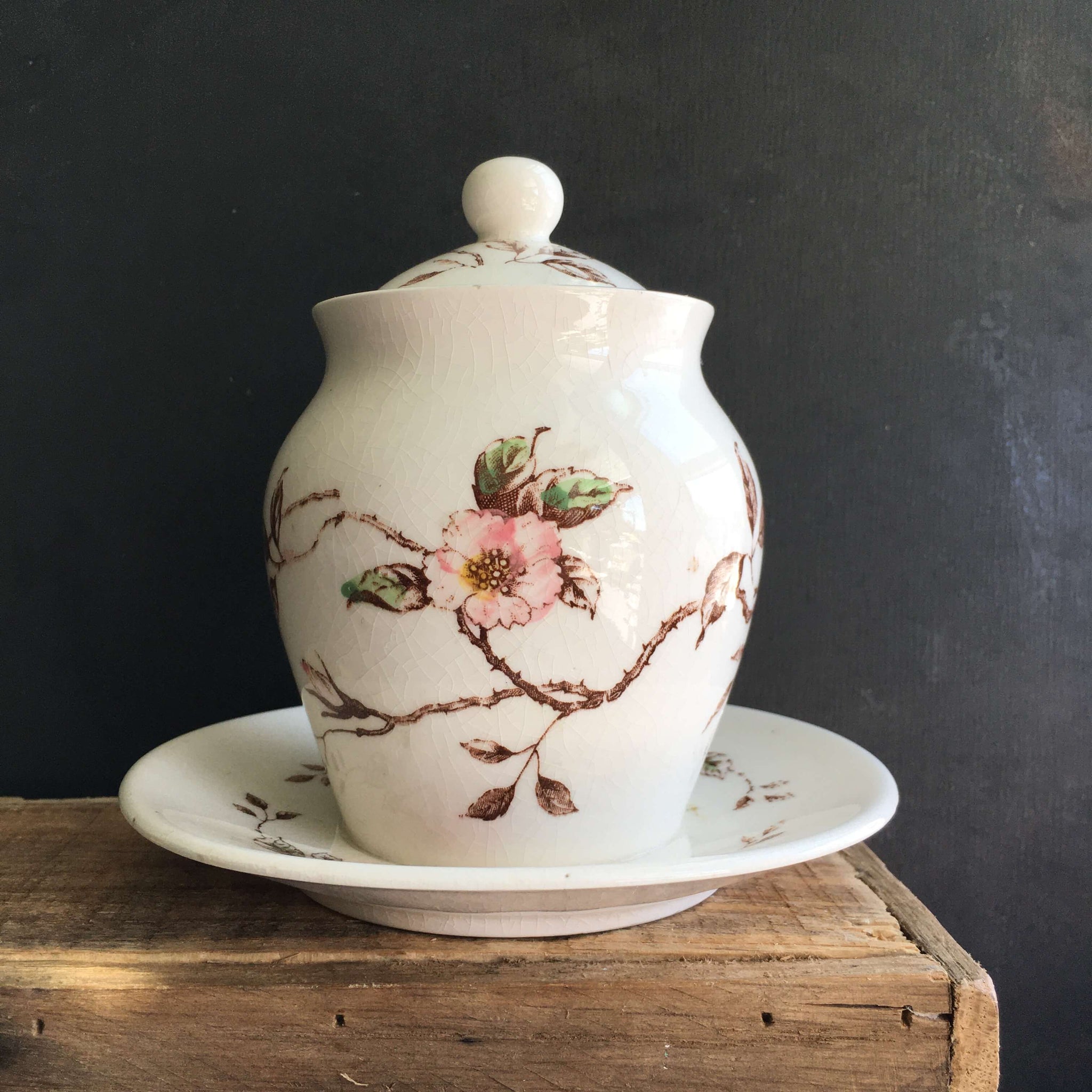 Vintage 1940's Floral Honey Jar Jam Jar - Made in Japan by Nasco - Springtime Pattern