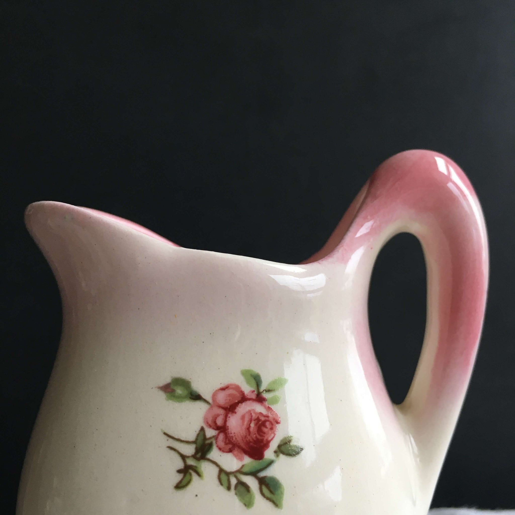 {RESERVED} Vintage Miniature Creamer for Individual Use - Pink Rose Floral {RESERVED for Monica}