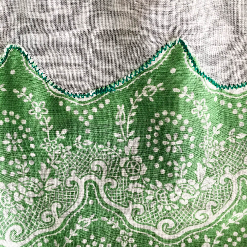 Vintage Green and White Half Apron - Sheer Cotton Handmade